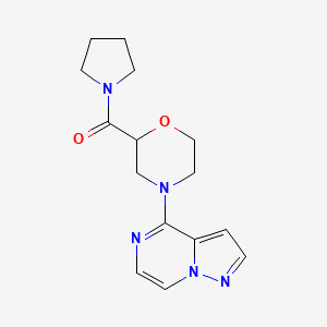 molecular formula C15H19N5O2 B6472516 4-{pyrazolo[1,5-a]pyrazin-4-yl}-2-(pyrrolidine-1-carbonyl)morpholine CAS No. 2640960-02-5