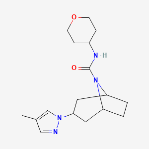 3-(4-methyl-1H-pyrazol-1-yl)-N-(oxan-4-yl)-8-azabicyclo[3.2.1]octane-8-carboxamide