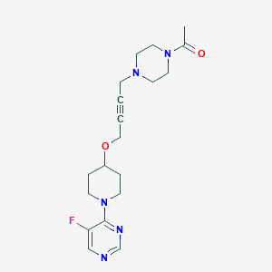 molecular formula C19H26FN5O2 B6472772 1-[4-(4-{[1-(5-fluoropyrimidin-4-yl)piperidin-4-yl]oxy}but-2-yn-1-yl)piperazin-1-yl]ethan-1-one CAS No. 2640968-71-2