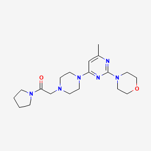 molecular formula C19H30N6O2 B6472834 2-{4-[6-methyl-2-(morpholin-4-yl)pyrimidin-4-yl]piperazin-1-yl}-1-(pyrrolidin-1-yl)ethan-1-one CAS No. 2640956-14-3