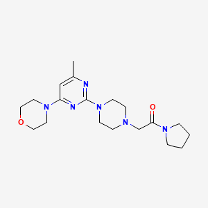 molecular formula C19H30N6O2 B6472840 2-{4-[4-methyl-6-(morpholin-4-yl)pyrimidin-2-yl]piperazin-1-yl}-1-(pyrrolidin-1-yl)ethan-1-one CAS No. 2640885-04-5