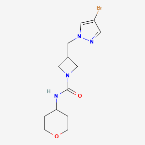 molecular formula C13H19BrN4O2 B6472913 3-[(4-bromo-1H-pyrazol-1-yl)methyl]-N-(oxan-4-yl)azetidine-1-carboxamide CAS No. 2640885-49-8