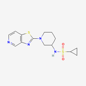 molecular formula C14H18N4O2S2 B6472970 N-(1-{[1,3]thiazolo[4,5-c]pyridin-2-yl}piperidin-3-yl)cyclopropanesulfonamide CAS No. 2640874-16-2