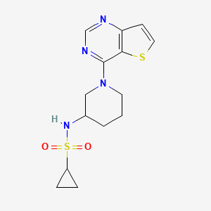 molecular formula C14H18N4O2S2 B6473001 N-(1-{thieno[3,2-d]pyrimidin-4-yl}piperidin-3-yl)cyclopropanesulfonamide CAS No. 2640861-44-3