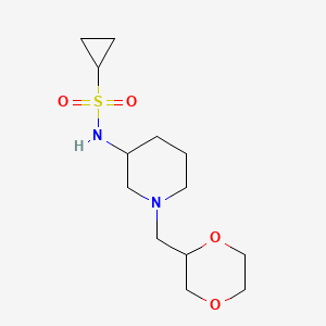 molecular formula C13H24N2O4S B6473188 N-{1-[(1,4-dioxan-2-yl)methyl]piperidin-3-yl}cyclopropanesulfonamide CAS No. 2640966-40-9