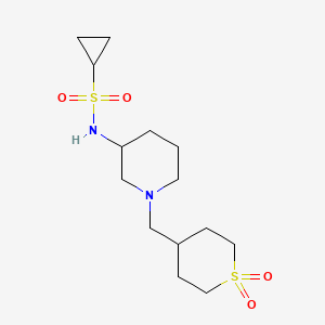 molecular formula C14H26N2O4S2 B6473218 N-{1-[(1,1-dioxo-1lambda6-thian-4-yl)methyl]piperidin-3-yl}cyclopropanesulfonamide CAS No. 2640880-78-8