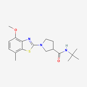 molecular formula C18H25N3O2S B6473229 N-tert-butyl-1-(4-methoxy-7-methyl-1,3-benzothiazol-2-yl)pyrrolidine-3-carboxamide CAS No. 2640872-84-8