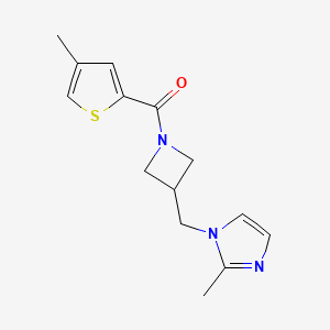 molecular formula C14H17N3OS B6473236 2-methyl-1-{[1-(4-methylthiophene-2-carbonyl)azetidin-3-yl]methyl}-1H-imidazole CAS No. 2640961-23-3