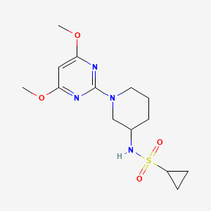 molecular formula C14H22N4O4S B6473285 N-[1-(4,6-dimethoxypyrimidin-2-yl)piperidin-3-yl]cyclopropanesulfonamide CAS No. 2640956-36-9