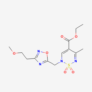 molecular formula C13H18N4O6S B6473460 ethyl 2-{[3-(2-methoxyethyl)-1,2,4-oxadiazol-5-yl]methyl}-5-methyl-1,1-dioxo-2H-1lambda6,2,6-thiadiazine-4-carboxylate CAS No. 2640958-93-4