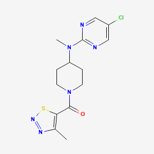 molecular formula C14H17ClN6OS B6473463 5-chloro-N-methyl-N-[1-(4-methyl-1,2,3-thiadiazole-5-carbonyl)piperidin-4-yl]pyrimidin-2-amine CAS No. 2640866-21-1