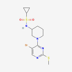 molecular formula C13H19BrN4O2S2 B6473489 N-{1-[5-bromo-2-(methylsulfanyl)pyrimidin-4-yl]piperidin-3-yl}cyclopropanesulfonamide CAS No. 2640955-46-8