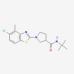 molecular formula C17H22ClN3OS B6473511 N-tert-butyl-1-(5-chloro-4-methyl-1,3-benzothiazol-2-yl)pyrrolidine-3-carboxamide CAS No. 2640885-90-9