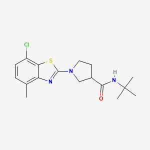 molecular formula C17H22ClN3OS B6473517 N-tert-butyl-1-(7-chloro-4-methyl-1,3-benzothiazol-2-yl)pyrrolidine-3-carboxamide CAS No. 2640962-91-8