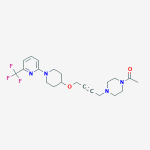 molecular formula C21H27F3N4O2 B6473539 1-{4-[4-({1-[6-(trifluoromethyl)pyridin-2-yl]piperidin-4-yl}oxy)but-2-yn-1-yl]piperazin-1-yl}ethan-1-one CAS No. 2640888-25-9