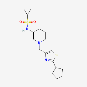 molecular formula C17H27N3O2S2 B6473650 N-{1-[(2-cyclopentyl-1,3-thiazol-4-yl)methyl]piperidin-3-yl}cyclopropanesulfonamide CAS No. 2640978-36-3