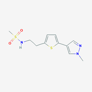 molecular formula C11H15N3O2S2 B6473686 N-{2-[5-(1-methyl-1H-pyrazol-4-yl)thiophen-2-yl]ethyl}methanesulfonamide CAS No. 2640962-04-3