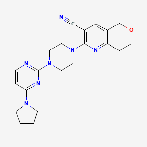 molecular formula C21H25N7O B6473691 2-{4-[4-(pyrrolidin-1-yl)pyrimidin-2-yl]piperazin-1-yl}-5H,7H,8H-pyrano[4,3-b]pyridine-3-carbonitrile CAS No. 2640978-95-4