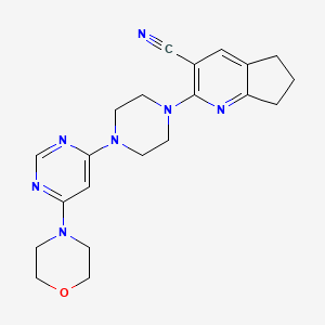 molecular formula C21H25N7O B6473699 2-{4-[6-(morpholin-4-yl)pyrimidin-4-yl]piperazin-1-yl}-5H,6H,7H-cyclopenta[b]pyridine-3-carbonitrile CAS No. 2640878-88-0