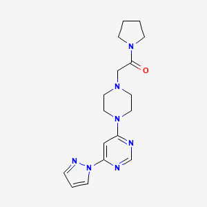 molecular formula C17H23N7O B6473713 2-{4-[6-(1H-pyrazol-1-yl)pyrimidin-4-yl]piperazin-1-yl}-1-(pyrrolidin-1-yl)ethan-1-one CAS No. 2640963-40-0