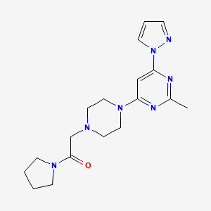 2-{4-[2-methyl-6-(1H-pyrazol-1-yl)pyrimidin-4-yl]piperazin-1-yl}-1-(pyrrolidin-1-yl)ethan-1-one