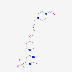 molecular formula C21H28F3N5O2 B6473768 1-{4-[4-({1-[2-methyl-6-(trifluoromethyl)pyrimidin-4-yl]piperidin-4-yl}oxy)but-2-yn-1-yl]piperazin-1-yl}ethan-1-one CAS No. 2640968-35-8