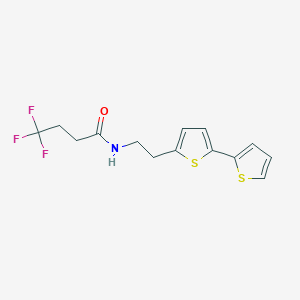 molecular formula C14H14F3NOS2 B6473794 N-(2-{[2,2'-bithiophene]-5-yl}ethyl)-4,4,4-trifluorobutanamide CAS No. 2640846-01-9