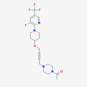 molecular formula C21H26F4N4O2 B6473902 1-{4-[4-({1-[3-fluoro-5-(trifluoromethyl)pyridin-2-yl]piperidin-4-yl}oxy)but-2-yn-1-yl]piperazin-1-yl}ethan-1-one CAS No. 2640897-67-0