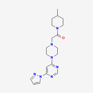 molecular formula C19H27N7O B6473935 1-(4-methylpiperidin-1-yl)-2-{4-[6-(1H-pyrazol-1-yl)pyrimidin-4-yl]piperazin-1-yl}ethan-1-one CAS No. 2640958-66-1