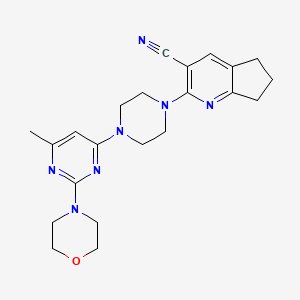 molecular formula C22H27N7O B6474006 2-{4-[6-methyl-2-(morpholin-4-yl)pyrimidin-4-yl]piperazin-1-yl}-5H,6H,7H-cyclopenta[b]pyridine-3-carbonitrile CAS No. 2640878-63-1