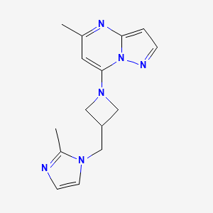 molecular formula C15H18N6 B6474033 2-methyl-1-[(1-{5-methylpyrazolo[1,5-a]pyrimidin-7-yl}azetidin-3-yl)methyl]-1H-imidazole CAS No. 2640878-66-4