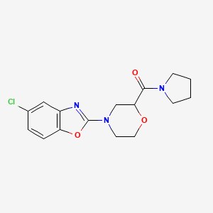 molecular formula C16H18ClN3O3 B6474098 5-chloro-2-[2-(pyrrolidine-1-carbonyl)morpholin-4-yl]-1,3-benzoxazole CAS No. 2640966-79-4