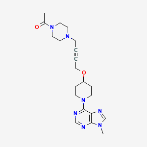 1-[4-(4-{[1-(9-methyl-9H-purin-6-yl)piperidin-4-yl]oxy}but-2-yn-1-yl)piperazin-1-yl]ethan-1-one