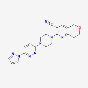molecular formula C20H20N8O B6475710 2-{4-[6-(1H-pyrazol-1-yl)pyridazin-3-yl]piperazin-1-yl}-5H,7H,8H-pyrano[4,3-b]pyridine-3-carbonitrile CAS No. 2640975-51-3