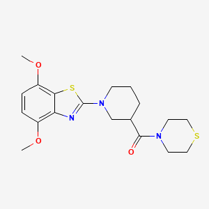 molecular formula C19H25N3O3S2 B6475760 4,7-dimethoxy-2-[3-(thiomorpholine-4-carbonyl)piperidin-1-yl]-1,3-benzothiazole CAS No. 2640843-19-0