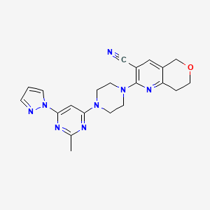 molecular formula C21H22N8O B6475794 2-{4-[2-methyl-6-(1H-pyrazol-1-yl)pyrimidin-4-yl]piperazin-1-yl}-5H,7H,8H-pyrano[4,3-b]pyridine-3-carbonitrile CAS No. 2640898-27-5