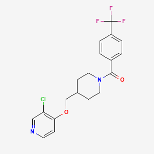 molecular formula C19H18ClF3N2O2 B6475796 3-chloro-4-({1-[4-(trifluoromethyl)benzoyl]piperidin-4-yl}methoxy)pyridine CAS No. 2640976-15-2