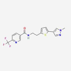 molecular formula C17H15F3N4OS B6475863 N-{2-[5-(1-methyl-1H-pyrazol-4-yl)thiophen-2-yl]ethyl}-6-(trifluoromethyl)pyridine-3-carboxamide CAS No. 2640978-24-9