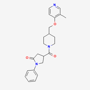 4-(4-{[(3-methylpyridin-4-yl)oxy]methyl}piperidine-1-carbonyl)-1-phenylpyrrolidin-2-one