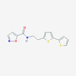 molecular formula C14H12N2O2S2 B6475917 N-(2-{[2,2'-bithiophene]-5-yl}ethyl)-1,2-oxazole-5-carboxamide CAS No. 2640972-33-2