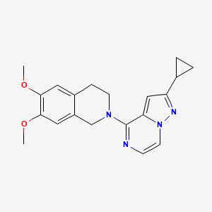 molecular formula C20H22N4O2 B6475949 2-{2-cyclopropylpyrazolo[1,5-a]pyrazin-4-yl}-6,7-dimethoxy-1,2,3,4-tetrahydroisoquinoline CAS No. 2640822-43-9