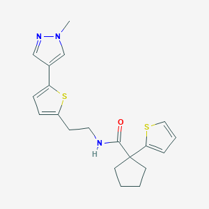 molecular formula C20H23N3OS2 B6475967 N-{2-[5-(1-methyl-1H-pyrazol-4-yl)thiophen-2-yl]ethyl}-1-(thiophen-2-yl)cyclopentane-1-carboxamide CAS No. 2640973-79-9