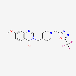 molecular formula C19H20F3N5O3 B6476008 7-methoxy-3-[(1-{[5-(trifluoromethyl)-1,3,4-oxadiazol-2-yl]methyl}piperidin-4-yl)methyl]-3,4-dihydroquinazolin-4-one CAS No. 2640845-17-4