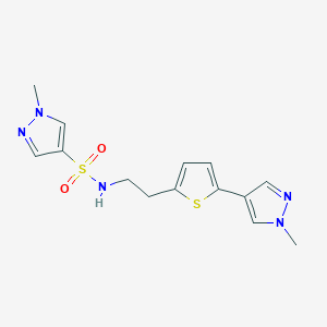 molecular formula C14H17N5O2S2 B6476053 1-methyl-N-{2-[5-(1-methyl-1H-pyrazol-4-yl)thiophen-2-yl]ethyl}-1H-pyrazole-4-sulfonamide CAS No. 2640829-49-6