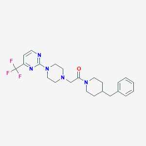 molecular formula C23H28F3N5O B6476061 1-(4-benzylpiperidin-1-yl)-2-{4-[4-(trifluoromethyl)pyrimidin-2-yl]piperazin-1-yl}ethan-1-one CAS No. 2640974-48-5