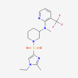molecular formula C18H24F3N5O2S B6476069 N-{1-[(1-ethyl-2-methyl-1H-imidazol-4-yl)sulfonyl]piperidin-3-yl}-N-methyl-3-(trifluoromethyl)pyridin-2-amine CAS No. 2640817-80-5