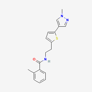 molecular formula C18H19N3OS B6476077 2-methyl-N-{2-[5-(1-methyl-1H-pyrazol-4-yl)thiophen-2-yl]ethyl}benzamide CAS No. 2640976-70-9