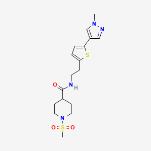 molecular formula C17H24N4O3S2 B6476085 1-methanesulfonyl-N-{2-[5-(1-methyl-1H-pyrazol-4-yl)thiophen-2-yl]ethyl}piperidine-4-carboxamide CAS No. 2640874-64-0