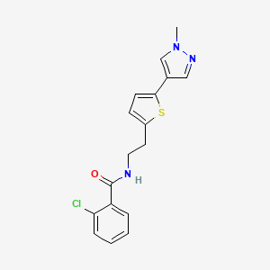 molecular formula C17H16ClN3OS B6476091 2-chloro-N-{2-[5-(1-methyl-1H-pyrazol-4-yl)thiophen-2-yl]ethyl}benzamide CAS No. 2640862-47-9
