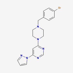 molecular formula C18H19BrN6 B6476092 4-{4-[(4-bromophenyl)methyl]piperazin-1-yl}-6-(1H-pyrazol-1-yl)pyrimidine CAS No. 2640828-82-4